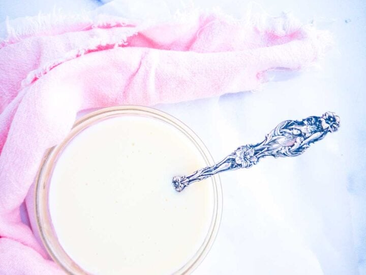 homemade condensed milk in glass bowl