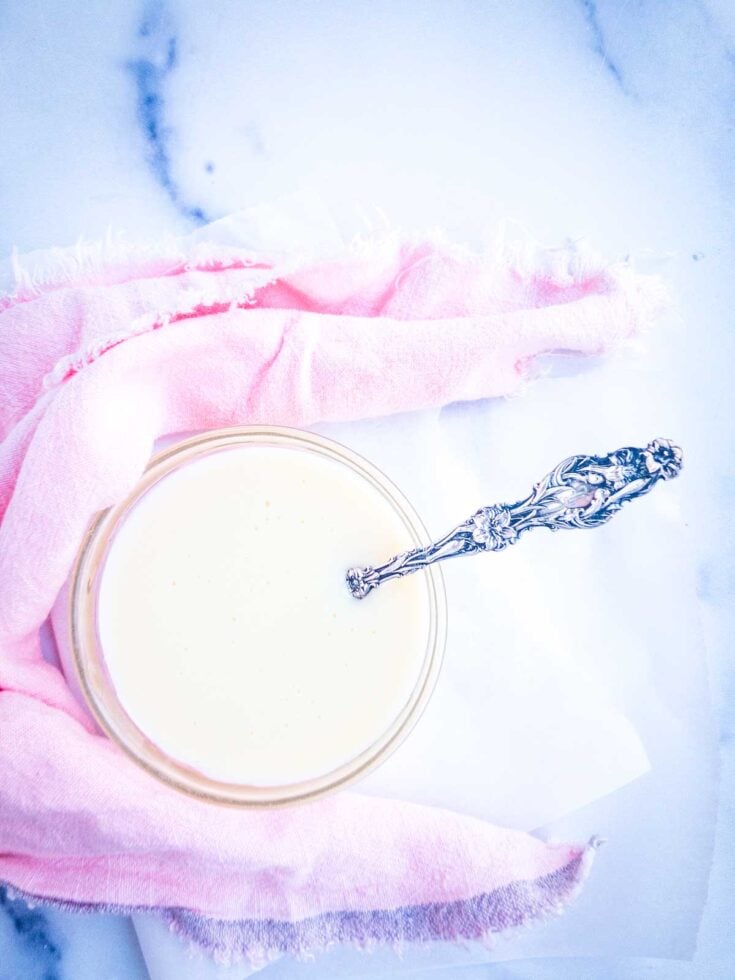 homemade condensed milk in glass bowl
